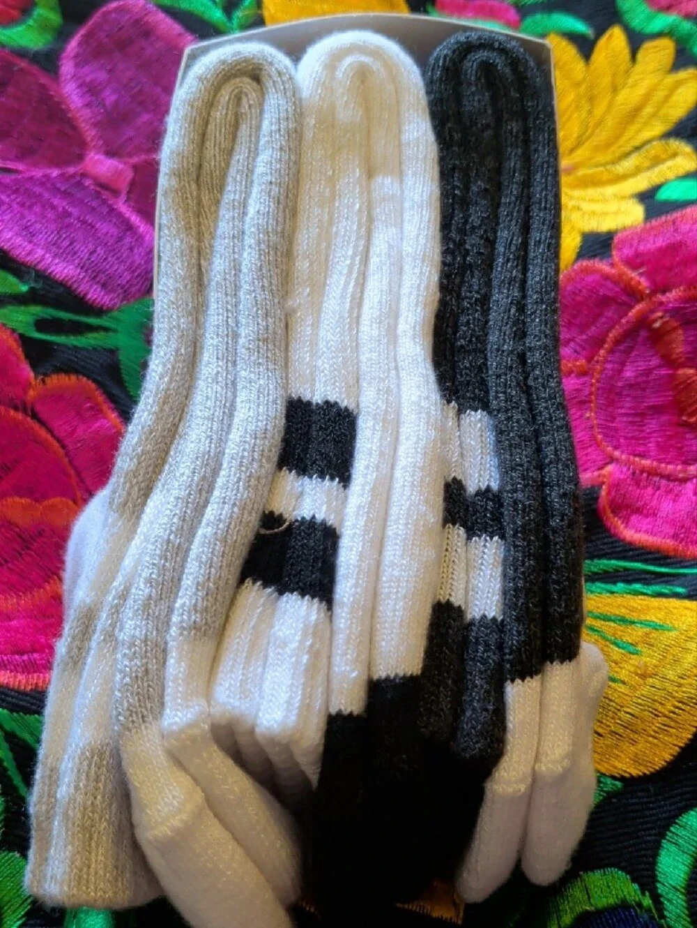 90 Degree By Reflex Women's Rib Crew Socks - Gray, Black, White (3 Pack)